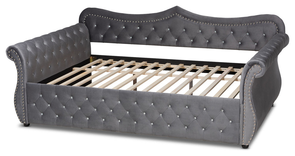 Montenam Velvet Daybed, Gray, Queen