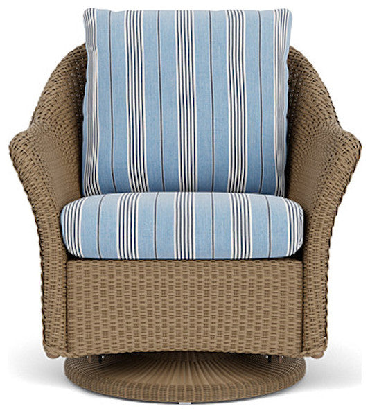 Lloyd Flanders Weekend Retreat Swivel Glider Lounge Chair, Fawn, Hansen Sky