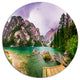 Mountain Lake Between Mountains, Landscape Wall Disc Metal Artwork, 36"
