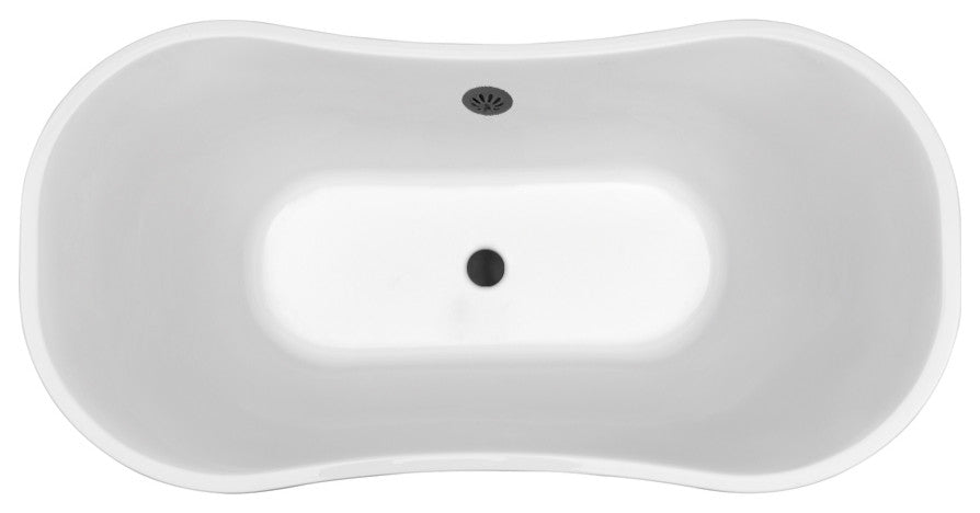 68" Streamline N201BL Soaking Freestanding Tub and Tray With External Drain