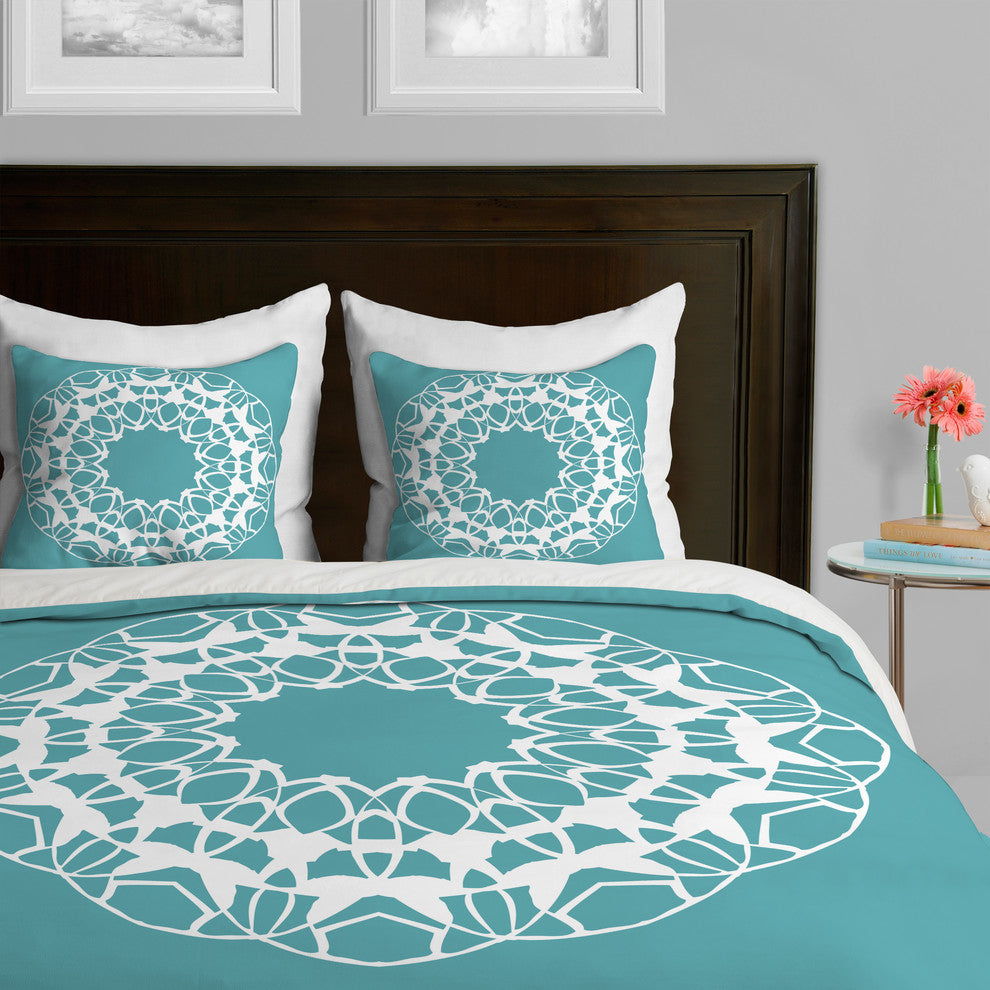 Deny Designs Karen Harris Mod Medallion Aqua Duvet Cover-Lightweight