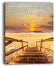 "Brown Wooden Boardwalk Into Beach" Large Sea Bridge Canvas Print, 30"x40"