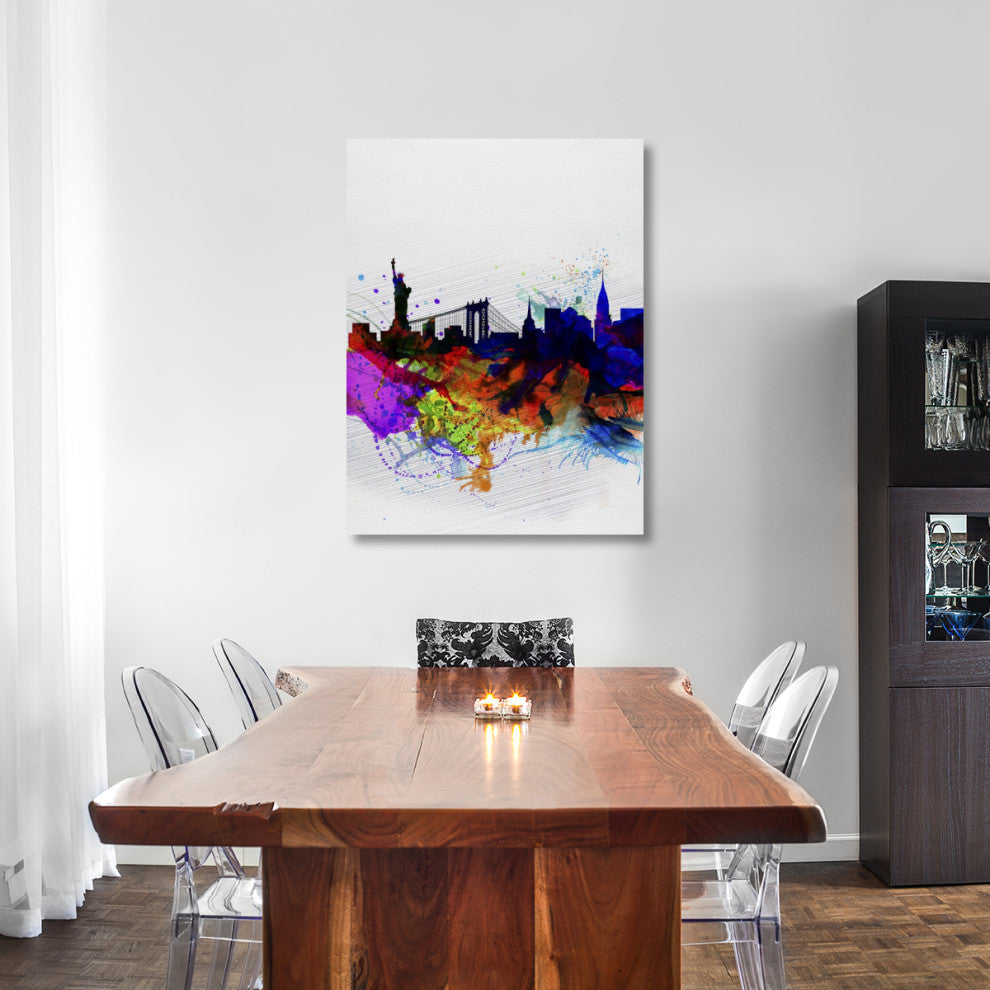 "New York  Watercolor Skyline 1" Fine Art Print