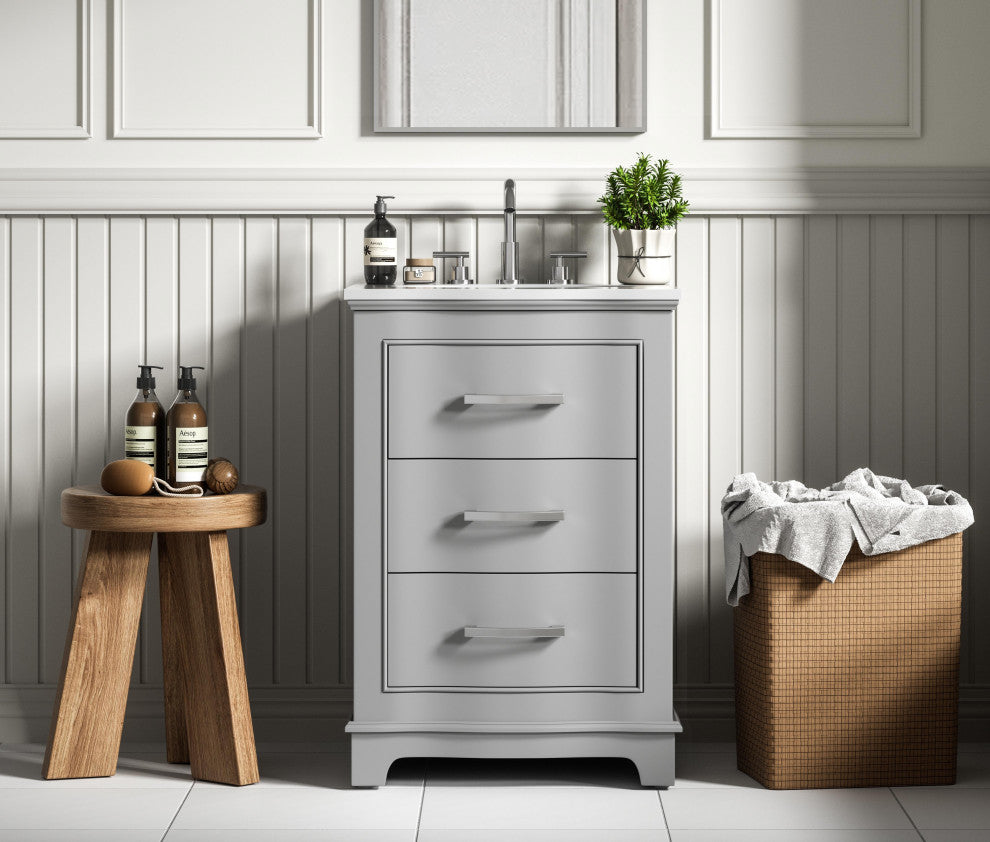Home Living Knox 24" Single Bathroom Vanity, Grey