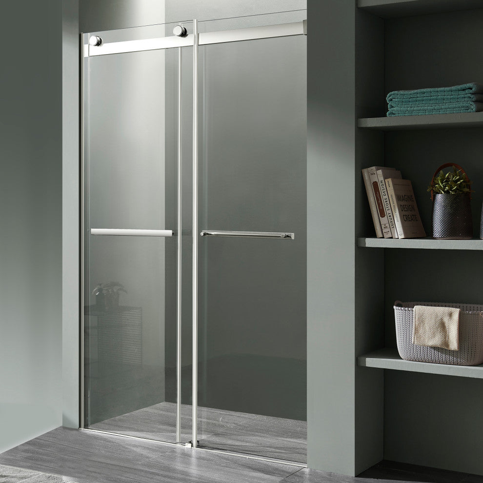 ANZZI Kahn 76" H Frameless Sliding Shower Door, Chrome, 48" W