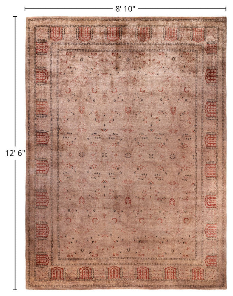 Overdyed One-of-a-Kind Hand-Knotted Area Rug Brown, 8' 10" x 12' 6"