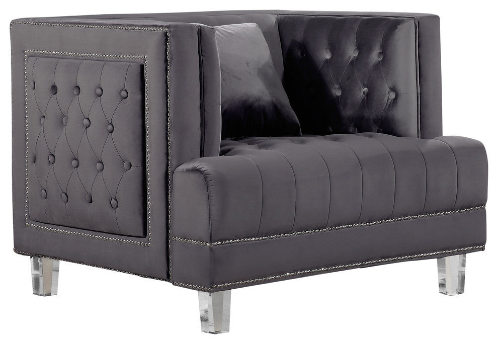 Lucas Velvet Upholstered Chair, Gray