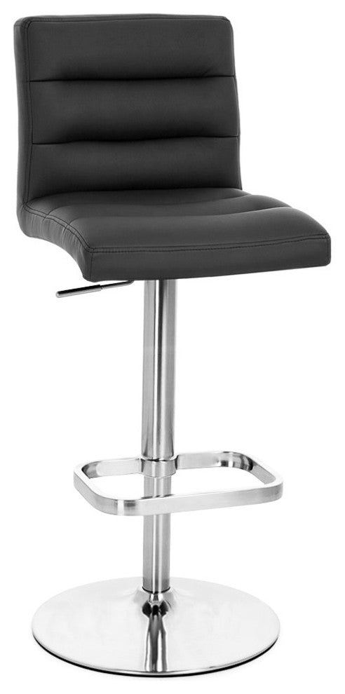 Lush Adjustable Height Swivel Bar Stool - Chrome Base, Black