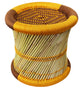 Natural Geo Handwoven Moray Yellow Accent Stool