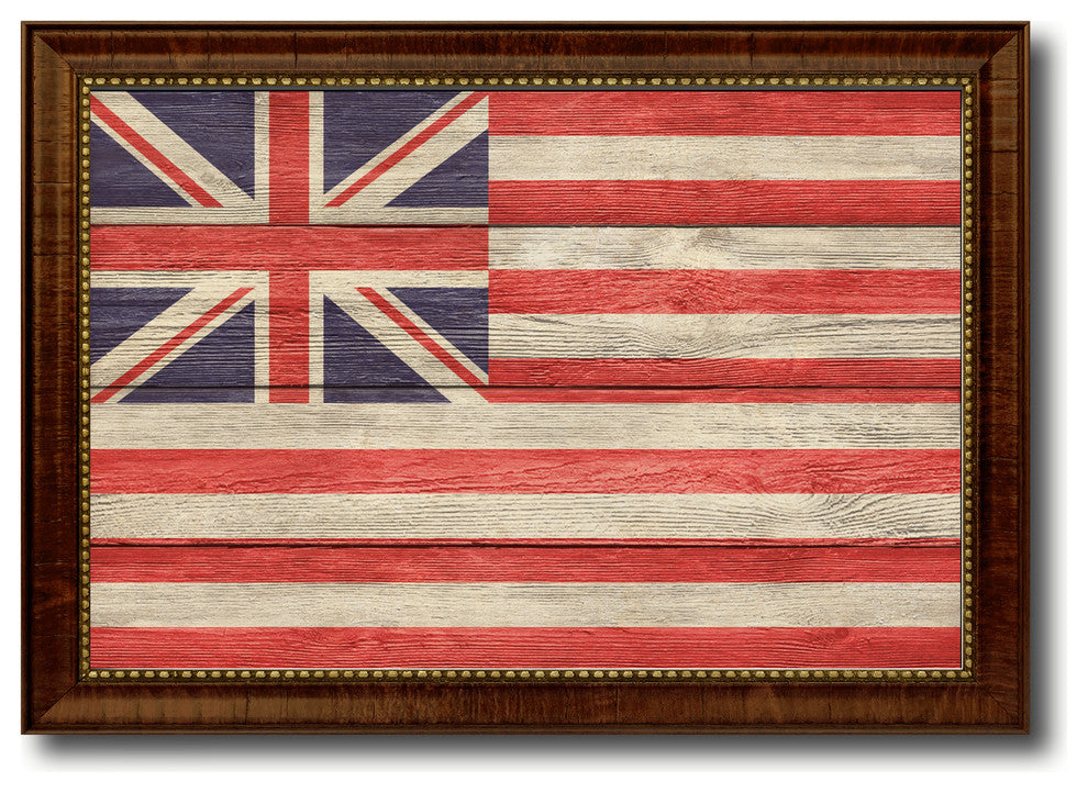 Grand Union Military Textured Flag Print With Brown Gold Frame, 15"X21"