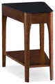 Leick Furniture Obsidian Glass Top Wood End Table in Chestnut Oak