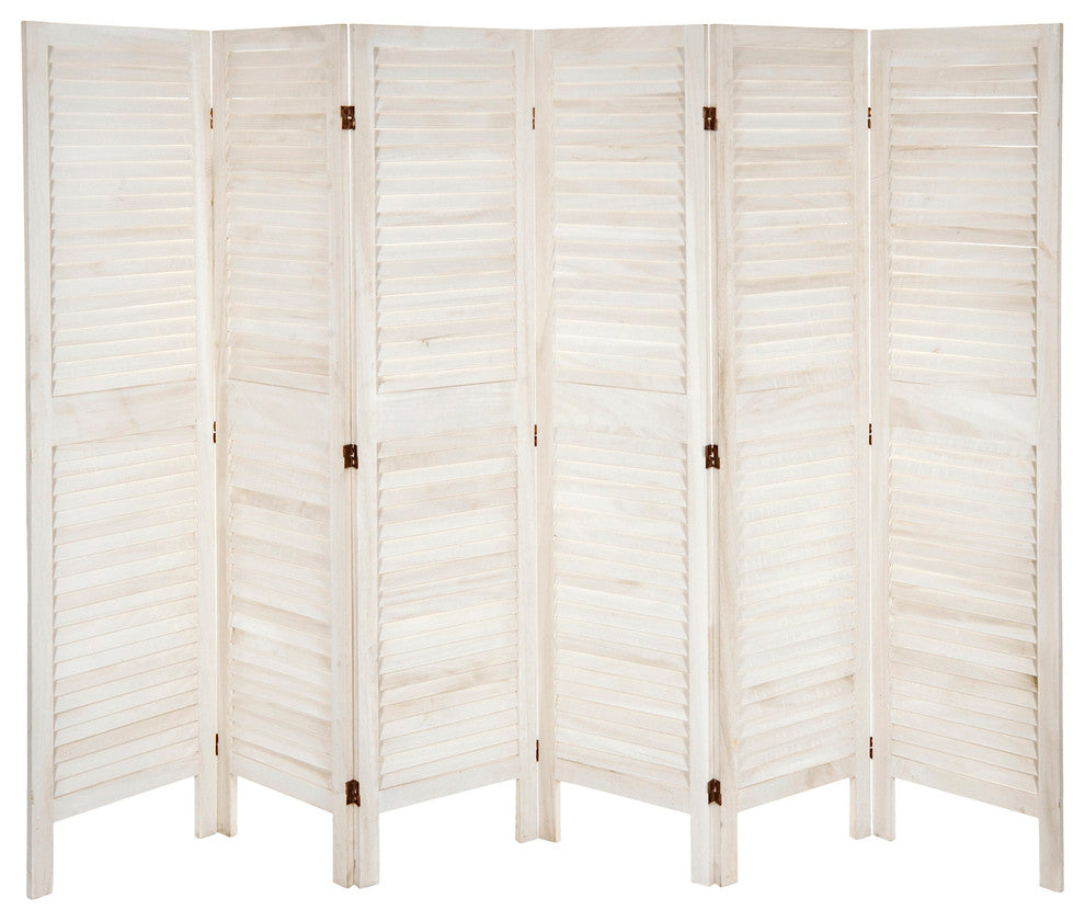 5 1/2' Tall Modern Venetian Room Divider, 6 Panels, White