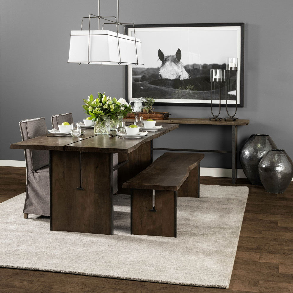 Ledger I Medium Brown Live-Edge Solid Wood Bench