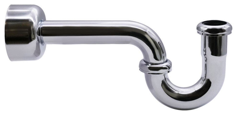 1.25" X 1.25" P-Trap With High Box Flange In Polished Brass, Polished Chrome