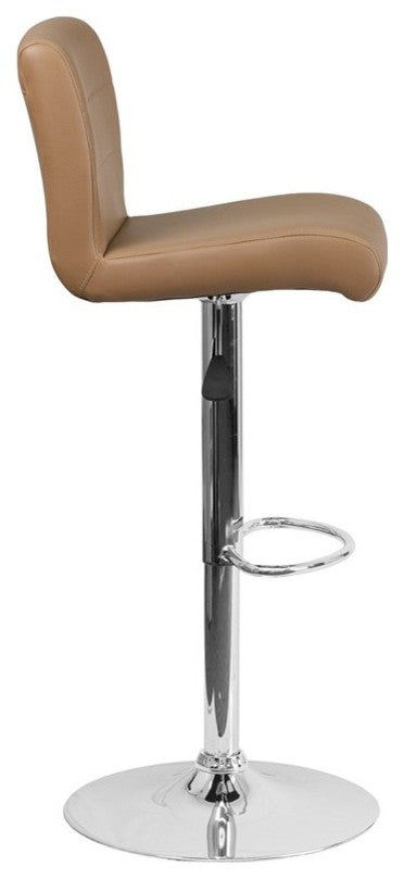 Estella Aria Mid-Back Cappuccino Vinyl Swivel Adjustable Barstool