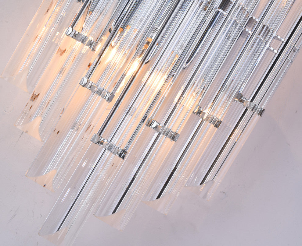 Chrome Metal Wall Sconce With Clear Glass Rods
