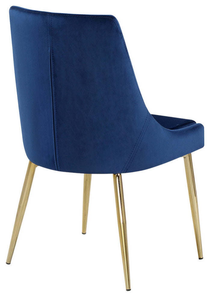 Karina Velvet Dining Chairs, Set of 2, Navy, Gold Base