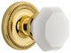 Rope Rosette Privacy Waldorf White Milk Glass Knob, Unlacquered Brass