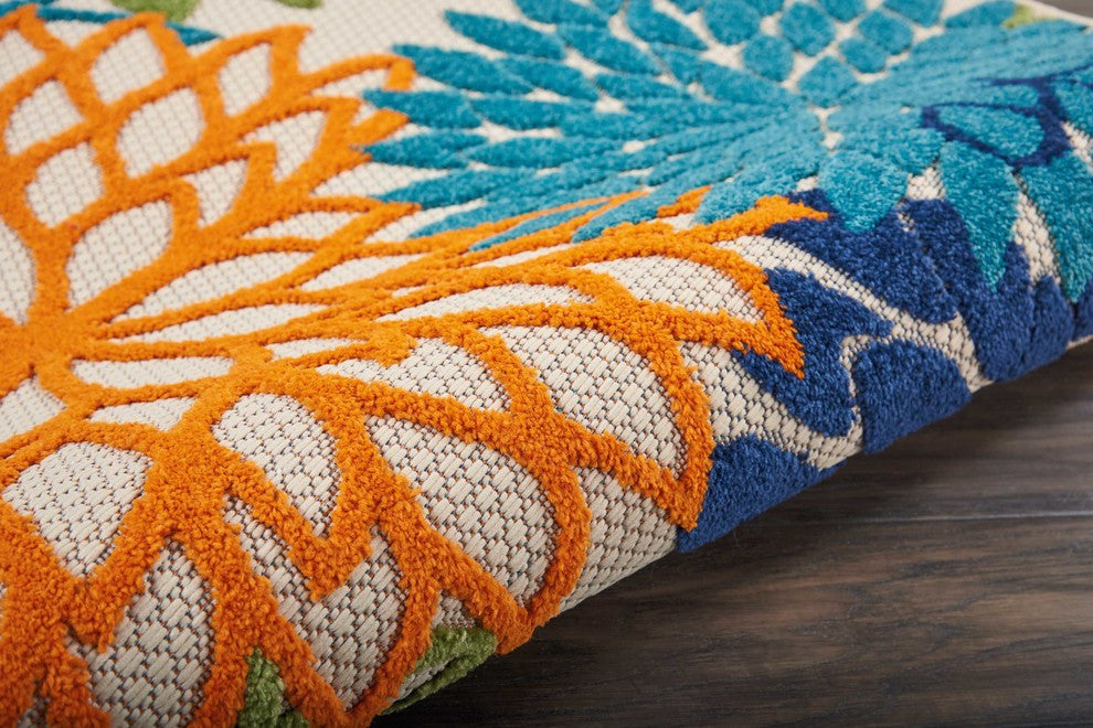 Nourison Aloha 4' x Round Multicolor Tropical Area Rug