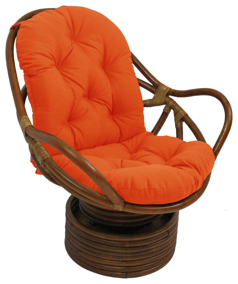 48"X24" Solid Outdoor Spun Polyester Swivel Rocker Cushion, Tangerine Dream