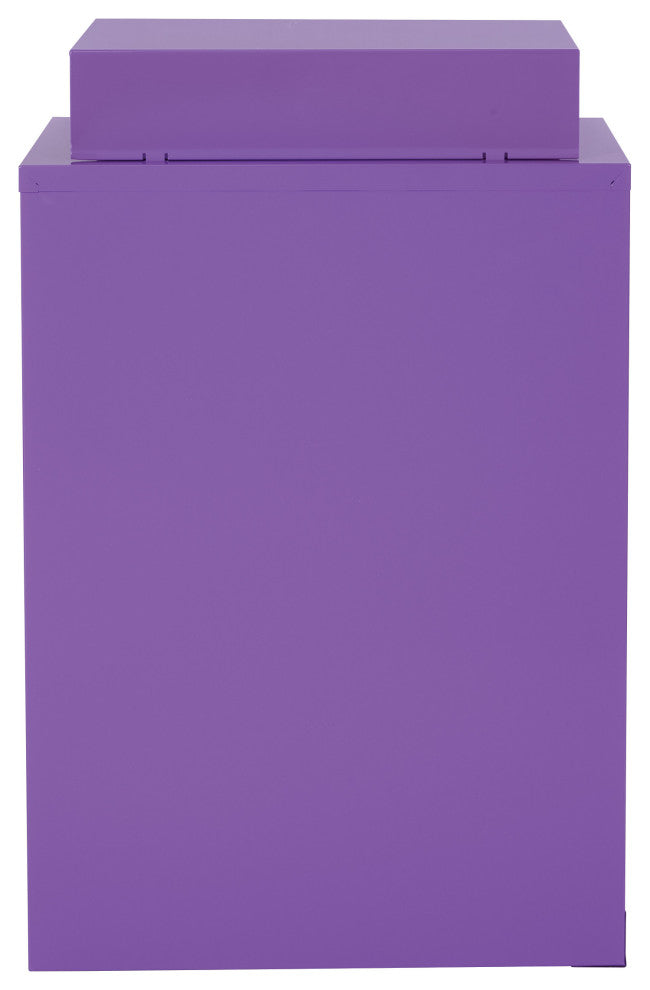 3 Drawer Locking Metal File Cabinet With Top Shelf, Purple