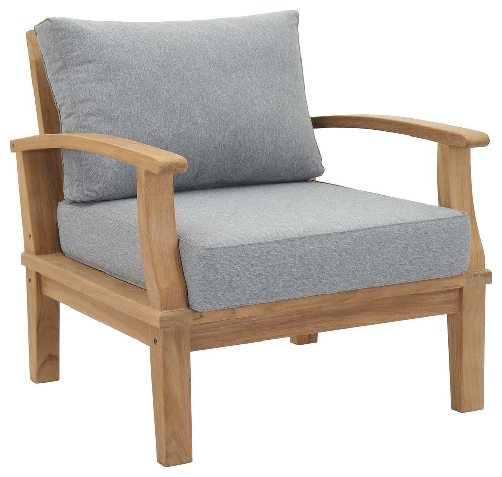 Marina Outdoor Patio Teak Armchair, Natural Gray