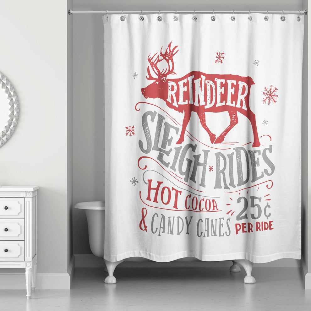 Reindeer Sleigh Rides 71x74 Shower Curtain