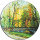 Bridge In Colorful Forest, Landscape Painting Disc Metal Artwork, 38"