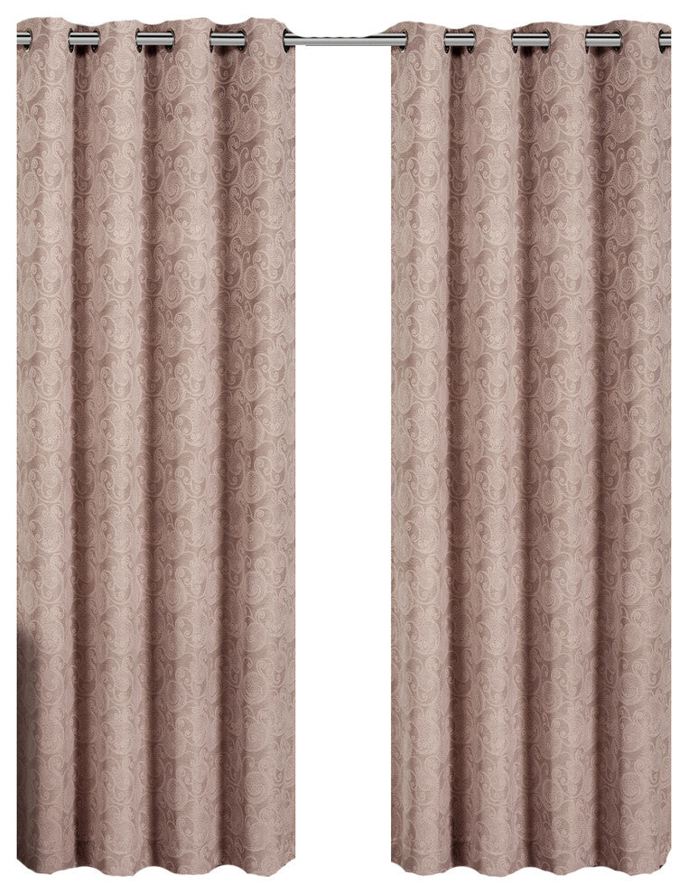 Tabitha Paisley Curtains Jacquard Grommet Panels, Blush, 54"x84", Set of 2