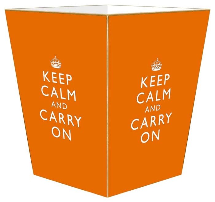 Orange Keep Calm and Carry On Wastepaper Basket