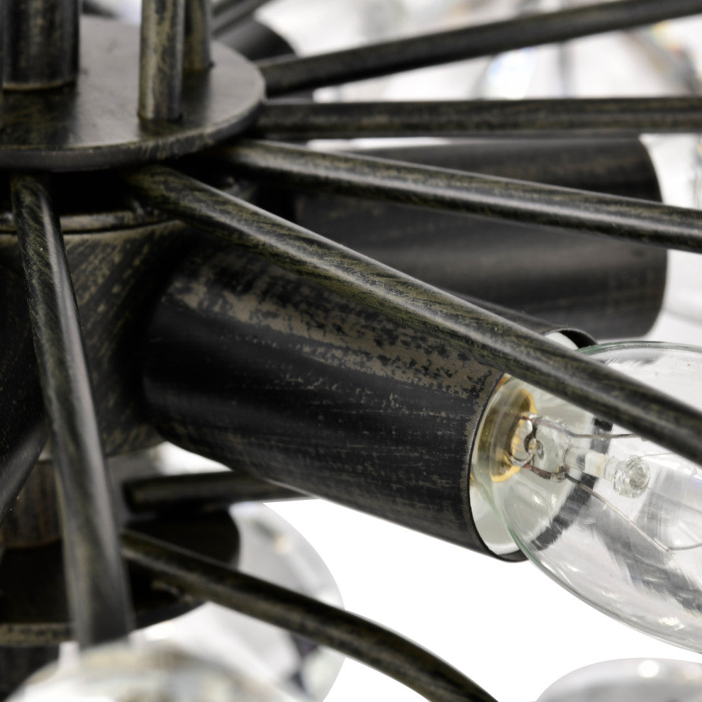 Almira 6 Lights Antique Black Daisy Flower Crystal Chandelier