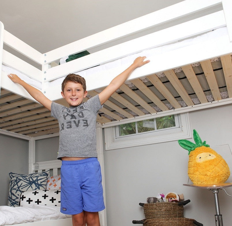 Ball State Sleeps 3 Twin Loft Bunk Beds, White