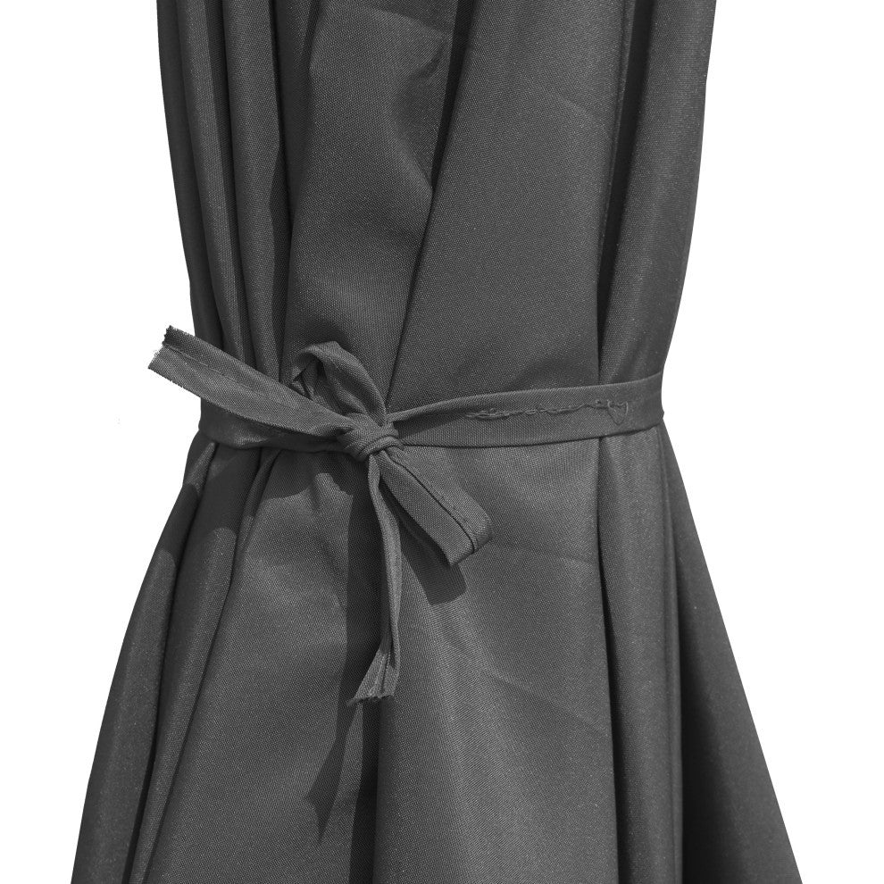 LeisureMod Sierra Modern 9' Market Patio Umbrella With Solar Powerd LED, Gray