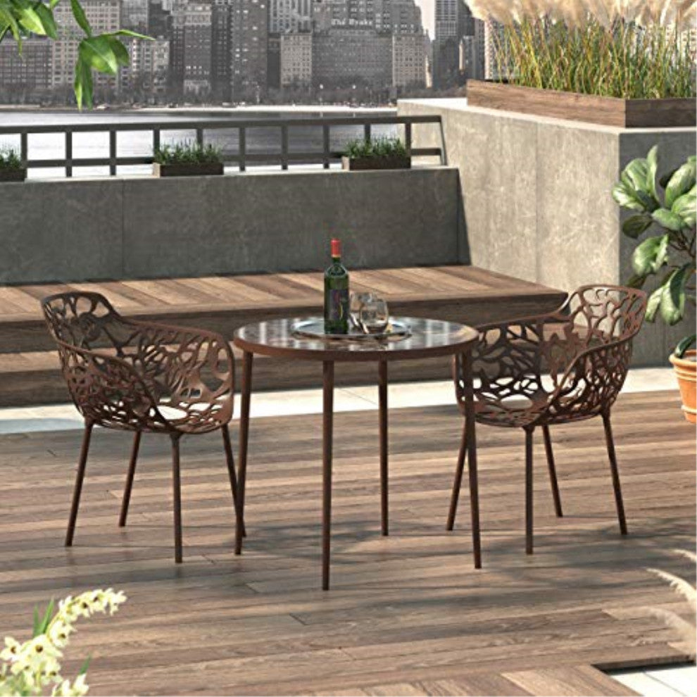 LeisureMod Modern Devon Aluminum Chair, Set of 2 Brown