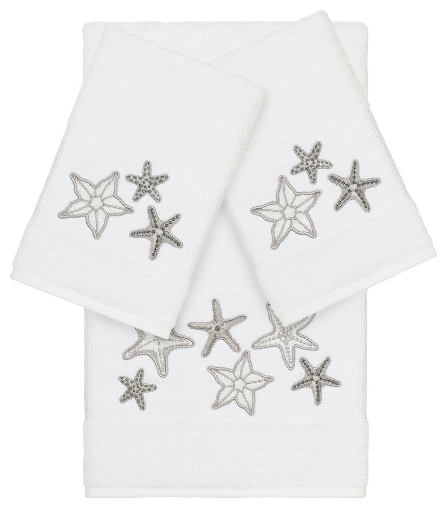 Lydia 3-Piece Embellished Towel Set, White