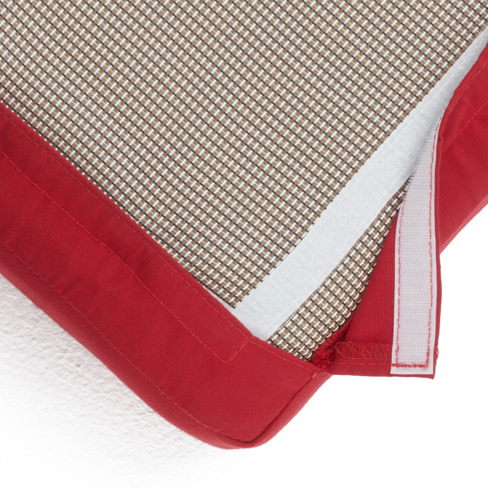 Cannes 3 Piece Sunbrella Outdoor Club Chairs and Side Table Set, Sunset Red