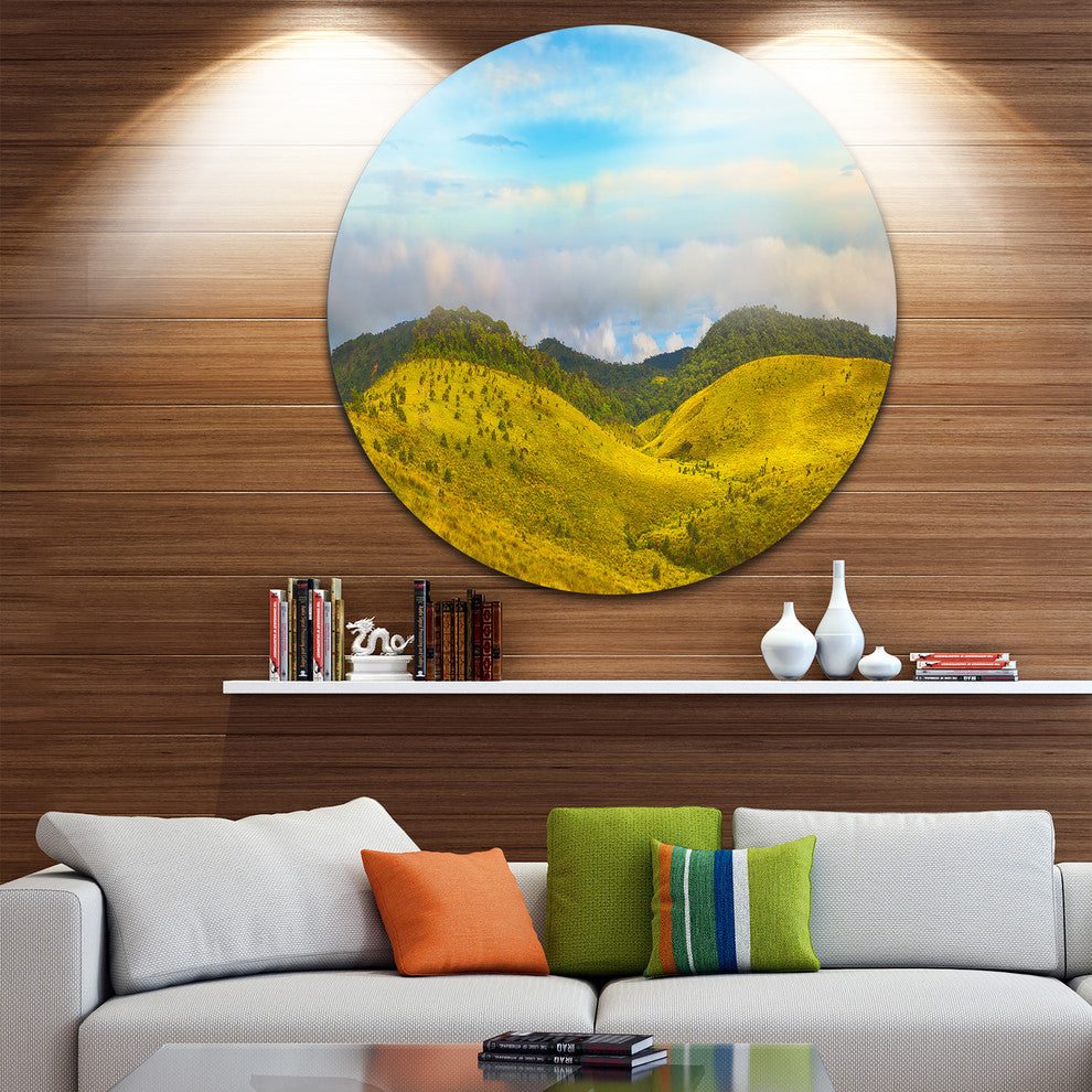 The Horton Plains Green Panorama, Landscape Round Wall Art, 38"