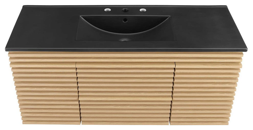 Render 48" Wall-Mount Bathroom Vanity, Oak Black