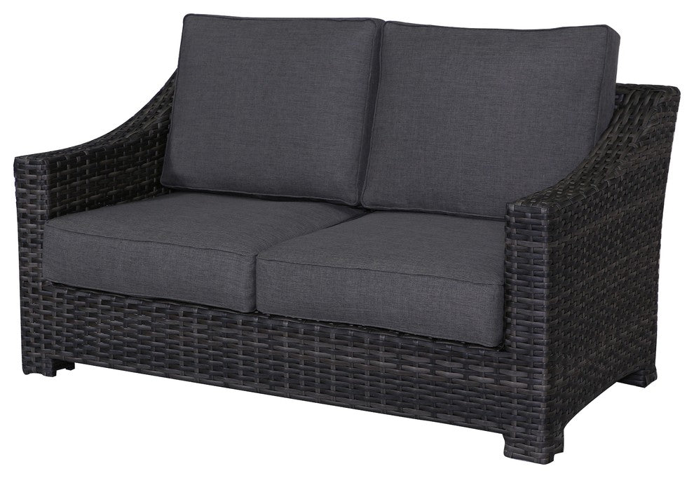 Bora Bora Wicker Rattan Love Seat with Olefin Cushion