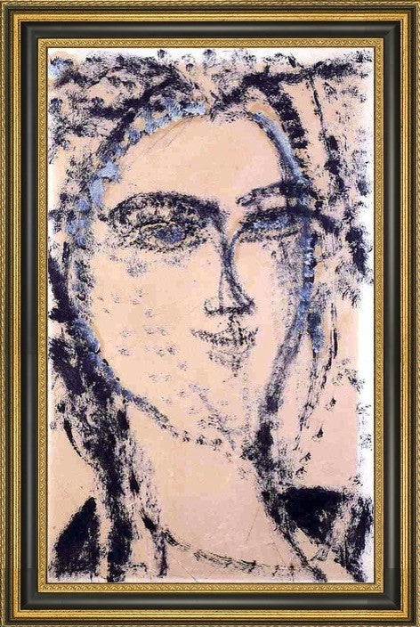 Amedeo Modigliani Woman's Head - 16" x 24" Framed Premium Canvas Print