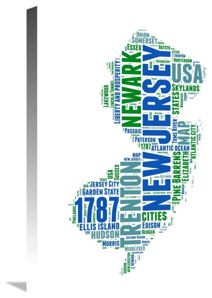 "New Jersey Word Cloud Map" Fine Art Print