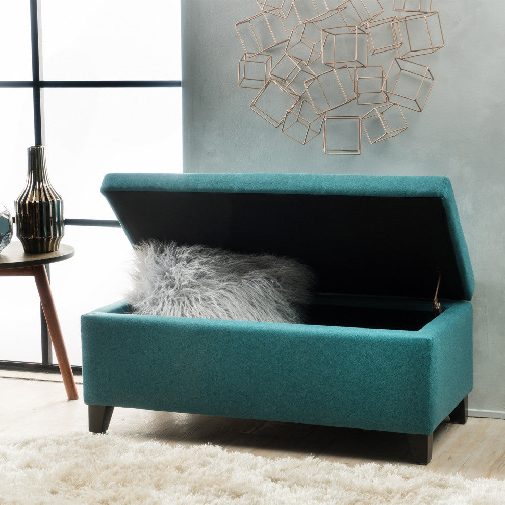 GDF Studio Breanna Contemporary Storage Ottoman, Dark Teal Fabric