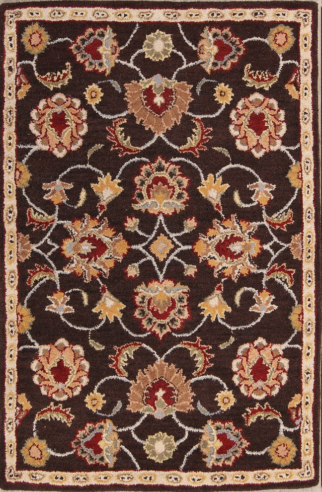 Oushak Hand Tufted Floral Oriental Area Rug, Brown, 4x6'