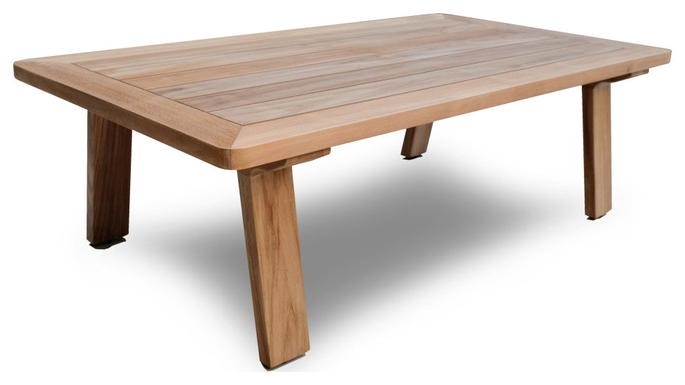 ROSSIO - Nofi 4 Pieces Teak Outdoor Conversation Set, Brown Natural Wood