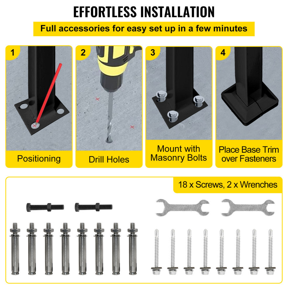 Wrought Iron Handrail Fit 1 or 2 Steps Outdoor Stair Railing