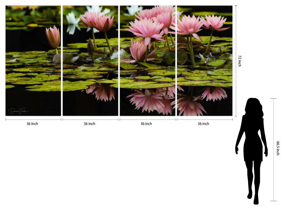 "Victoria Regia" Oversized Frameless Reverse Printed Tempered Art Glass Set