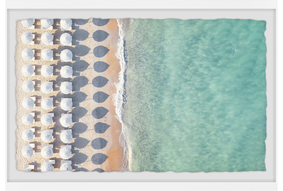 "White Sun Umbrellas" Framed Painting Print, 18x12