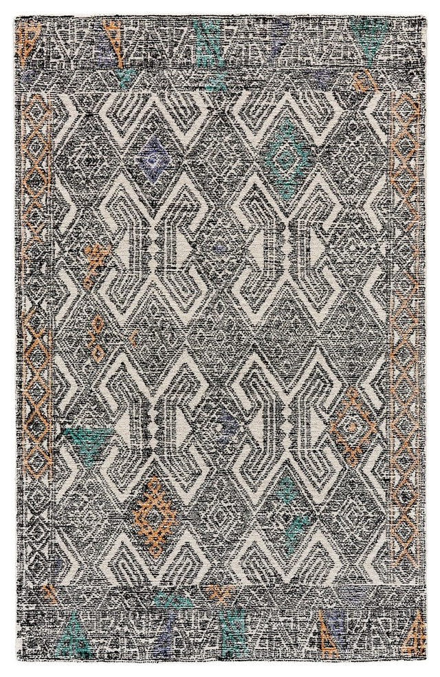 Weave & Wander Oria Rug, Black/Tangerine, 8'x11'