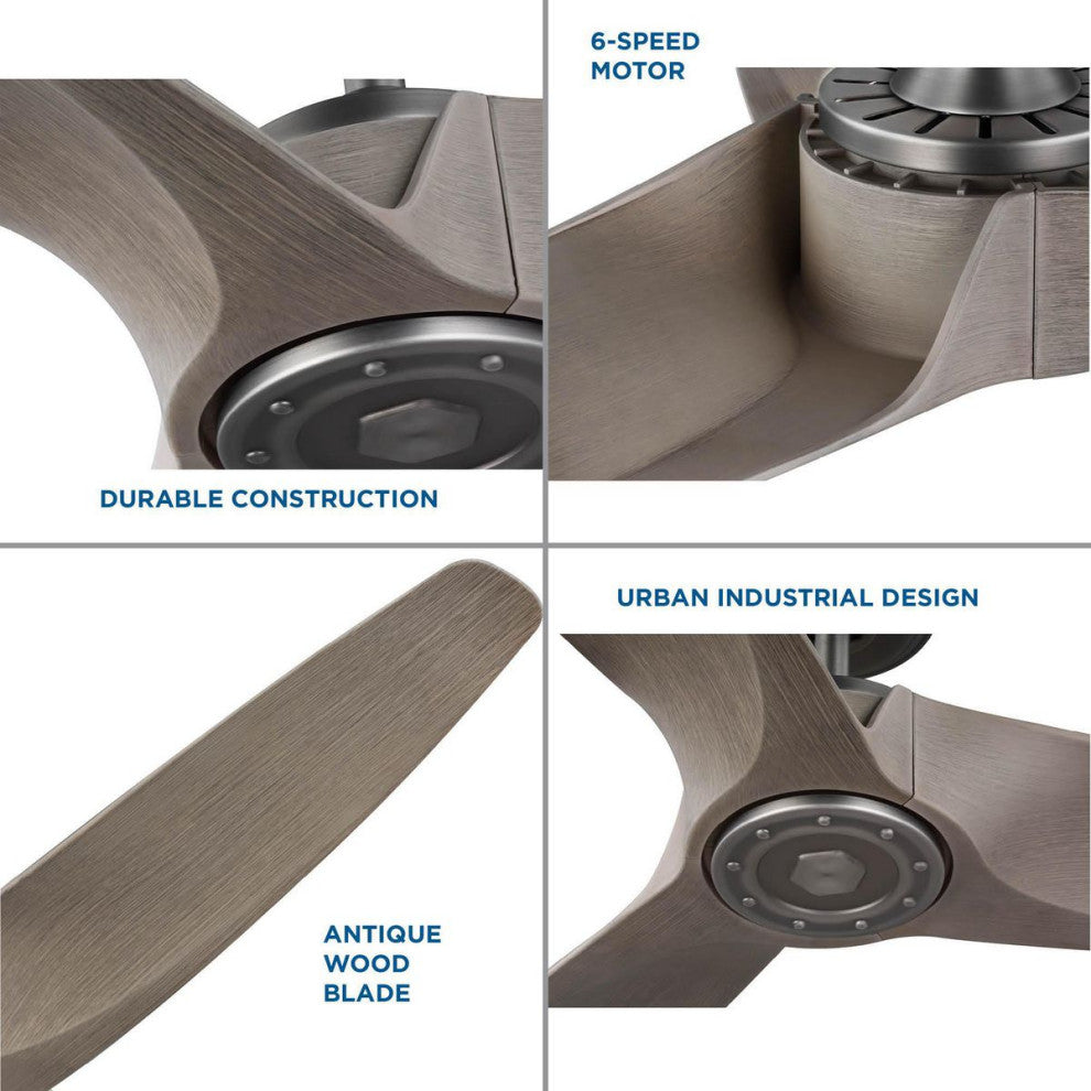 Manvel 60" 5-Blade DC Motor Transitional Ceiling Fan, Antique Nickel