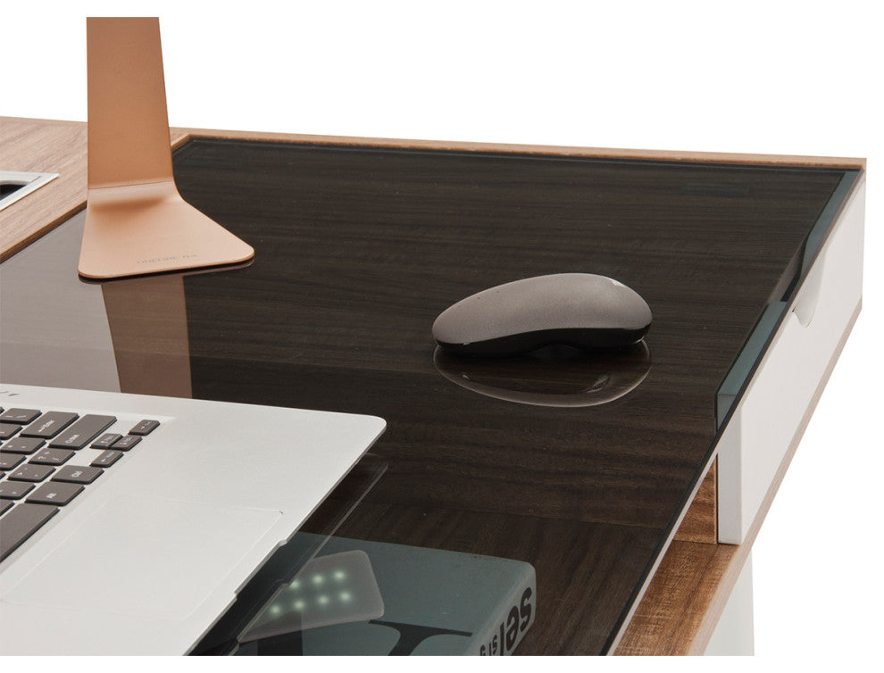 Techni Mobili Compact Computer Desk with Multiple Storage, Walnut